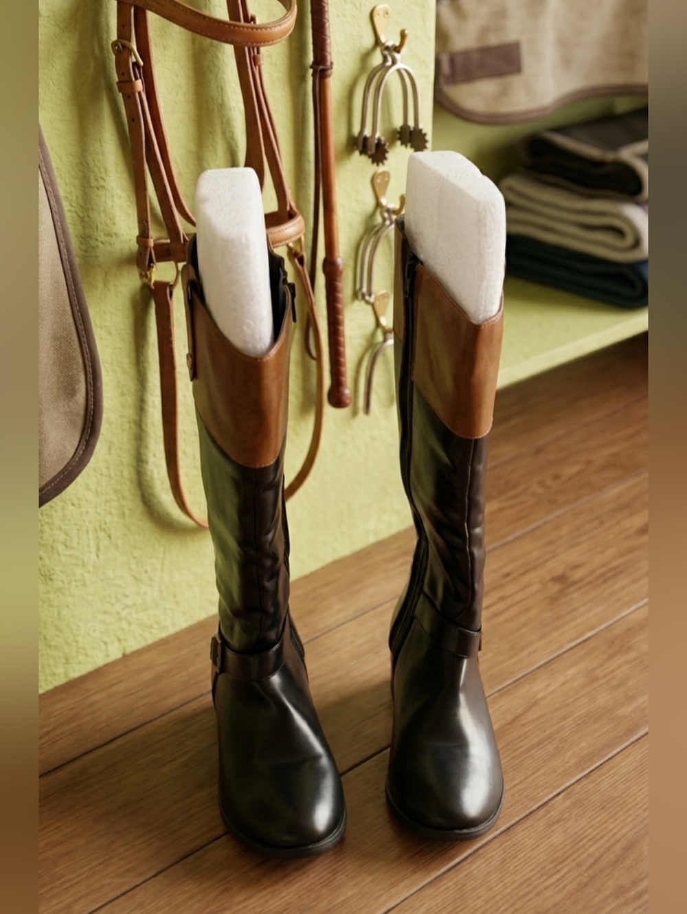 Women's Black Brown Ram-Ivey Tall Riding Boots Size 8.5